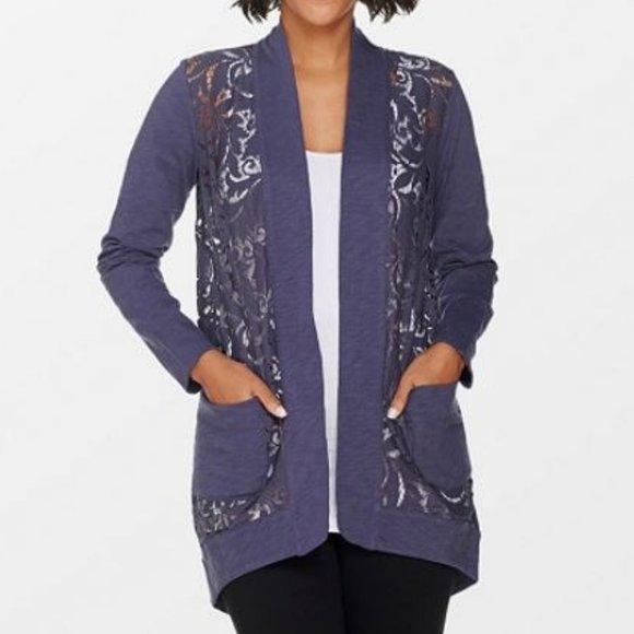 Cardigan Cocoon Ouvert LOGO By Lori Goldstein - Bleu Indigo - Taille XS - Neuf Sans étiquette